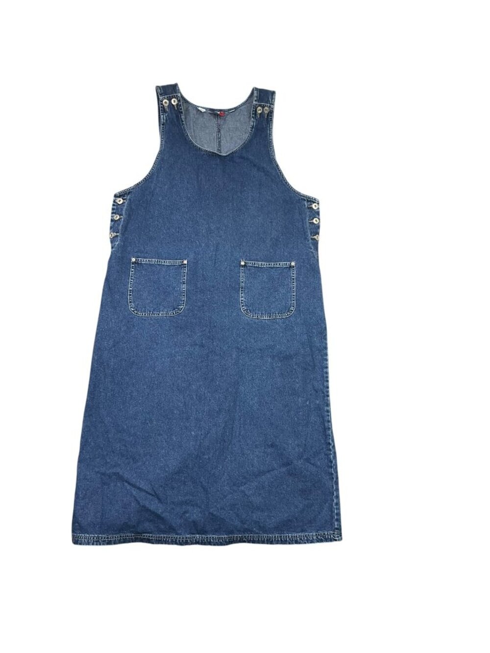 JLNY Denim Bib Overalls Maxi Dress Womens 1X Blue Cotton Apron Pockets